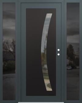 Diamond C4 68" x 80" anthracite/anthracite clear Glass Panel black LHI with 2 Sidelites mirrored Glass