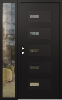 Diamond D7 52" x 80" black/black clear Glass Panel black RHI with Sidelite clear Glass