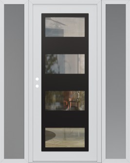 Diamond C2 60" x 80" white/white clear Glass Panel black RHI with 2 Sidelites frosted Glass