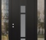 Modern Steel Front Door DIAMOND A9 64" X 96" BLACK/WHITE FROSTED GLASS PANEL BLACK RHI WITH 2 SIDELITES AND TRANSOM CLEAR GLASS