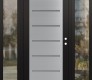Modern Steel Front Door Diamond C11 68" x 80" black/white frosted Glass Panel stainless steel LHI with 2 Sidelites clear Glass