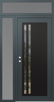 Diamond C6 48" x 96" anthracite/anthracite clear Glass Panel black RHI with Sidelite and Transom frosted Glass