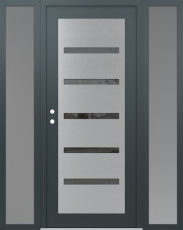 Diamond C7 60" x 80" anthracite/anthracite mirrored Glass Panel stainless steel RHI with 2 Sidelites frosted Glass