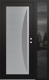 Diamond C13 52" x 80" black/white frosted Glass Panel stainless steel LHI with Sidelite mirrored Glass