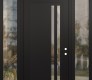 Modern Steel Front Door Diamond C6 68" x 96" black/black clear Glass Panel black LHI with 2 Sidelites and Transom clear Glass