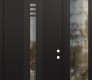 Modern Steel Front Door DIAMOND A5 52" X 96" BLACK/BLACK CLEAR GLASS PANEL BLACK LHI WITH SIDELITE AND TRANSOM CLEAR GLASS