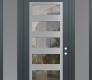 Modern Steel Front Door Diamond C9 68" x 96" anthracite/anthracite clear Glass Panel stainless steel LHI with 2 Sidelites and Transom frosted Glass
