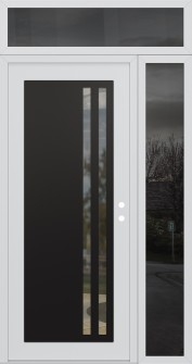 Diamond C6 52" x 96" white/white clear Glass Panel black LHI with Sidelite and Transom mirrored Glass