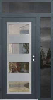 Diamond C2 50" x 96" anthracite/anthracite clear Glass Panel stainless steel LHI with Sidelite and Transom mirrored Glass