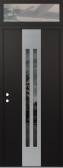 DIAMOND A8 36" X 96" BLACK/BLACK MIRRORED GLASS PANEL STAINLESS STEEL RHI WITH TRANSOM CLEAR GLASS