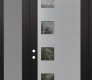 Modern Steel Front Door Diamond C5 48" x 96" black/black clear Glass Panel stainless steel RHI with Sidelite and Transom frosted Glass