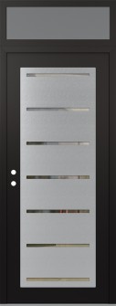 Diamond C11 36" x 96" black/black clear Glass Panel stainless steel RHI with Transom frosted Glass