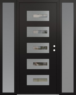 Diamond D6 64" x 80" black/black clear Glass Panel stainless steel LHI with 2 Sidelites frosted Glass