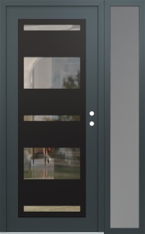 Diamond C10 52" x 80" anthracite/anthracite clear Glass Panel black LHI with Sidelite frosted Glass