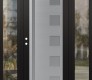 Modern Steel Front Door Diamond C3 60" x 80" black/white frosted Glass Panel stainless steel RHI with 2 Sidelites clear Glass