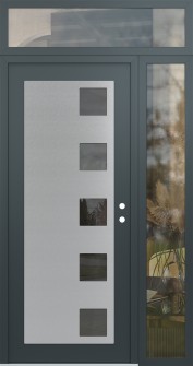 Diamond C5 50" x 96" anthracite/anthracite mirrored Glass Panel stainless steel LHI with Sidelite and Transom clear Glass
