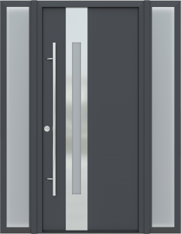 MODERN FRONT STEEL DOOR WITH 2 SIDELITES ZEPHYR ANTRACIT/WHITE 61 1/16" X 81 11/16" RHI