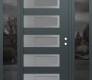 Modern Steel Front Door Diamond D3 68" x 80" anthracite/anthracite frosted Glass Panel stainless steel LHI with 2 Sidelites mirrored Glass
