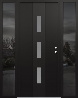 DIAMOND A7 68" X 80" BLACK/WHITE FROSTED GLASS PANEL BLACK LHI WITH 2 SIDELITES MIRRORED GLASS