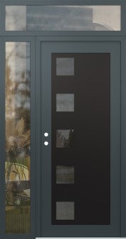 Diamond C5 48" x 96" anthracite/anthracite mirrored Glass Panel black RHI with Sidelite and Transom clear Glass