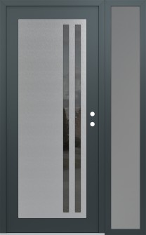 Diamond C6 52" x 80" anthracite/anthracite mirrored Glass Panel stainless steel LHI with Sidelite frosted Glass