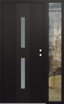 DIAMOND A6 48" X 80" BLACK/WHITE FROSTED GLASS PANEL BLACK LHI WITH SIDELITE CLEAR GLASS