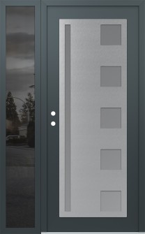 Diamond C3 48" x 80" anthracite/anthracite frosted Glass Panel stainless steel RHI with Sidelite mirrored Glass