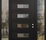 Modern Steel Front Door Diamond D3 68" x 96" black/black clear Glass Panel black LHI with 2 Sidelites and Transom clear Glass