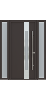 MODERN FRONT STEEL DOOR WITH SIDELITES ZEPHYR BROWN/WHITE 61 1/16" X 81 11/16" LHI