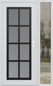 Diamond C16 52" x 80" white/white frosted Glass Panel black LHI with Sidelite clear Glass