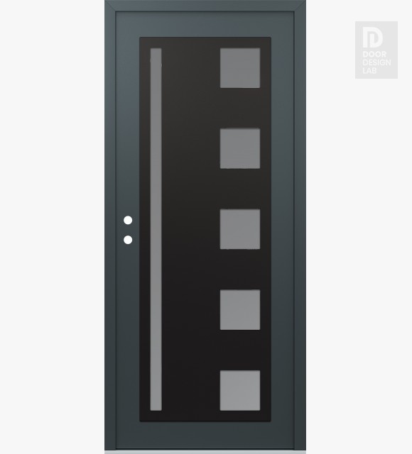 Modern Steel Front Door Diamond C3 36" x 80" anthracite/anthracite frosted Glass Panel black RHI