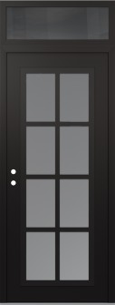Diamond C16 36" x 96" black/white frosted Glass Panel black RHI with Transom mirrored Glass