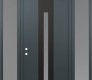 Modern Steel Front Door DIAMOND A2 64" X 96" ANTHRACITE/ANTHRACITE FROSTED GLASS PANEL BLACK RHI WITH 2 SIDELITES AND TRANSOM FROSTED GLASS