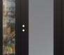 Modern Steel Front Door Diamond C1 50" x 80" black/white frosted Glass Panel black RHI with Sidelite clear Glass