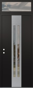 DIAMOND A8 36" X 96" BLACK/BLACK CLEAR GLASS PANEL STAINLESS STEEL RHI WITH TRANSOM CLEAR GLASS