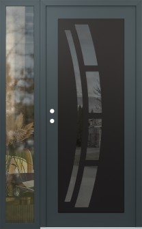 Diamond C12 50" x 80" anthracite/anthracite mirrored Glass Panel black RHI with Sidelite clear Glass