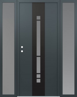 DIAMOND A3 68" X 80" ANTHRACITE/ANTHRACITE FROSTED GLASS PANEL BLACK RHI WITH 2 SIDELITES FROSTED GLASS