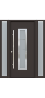 MODERN FRONT STEEL DOOR WITH SIDELITES ARGOS BROWN/WHITE 61 1/16" X 81 11/16" RHI