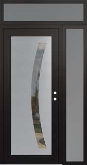 Diamond C4 50" x 96" black/black clear Glass Panel stainless steel LHI with Sidelite and Transom frosted Glass