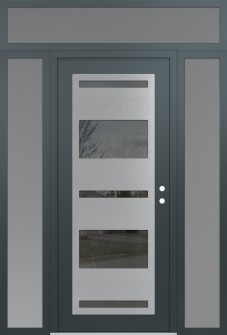 Diamond C10 60" x 96" anthracite/anthracite mirrored Glass Panel stainless steel LHI with 2 Sidelites and Transom frosted Glass