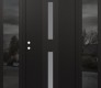 Modern Steel Front Door DIAMOND A6 68" X 80" BLACK/WHITE FROSTED GLASS PANEL BLACK RHI WITH 2 SIDELITES MIRRORED GLASS
