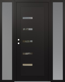 Diamond C8 60" x 80" black/black clear Glass Panel black RHI with 2 Sidelites frosted Glass