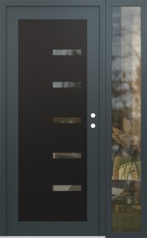 Diamond C8 52" x 80" anthracite/anthracite clear Glass Panel black LHI with Sidelite clear Glass