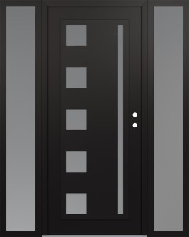 Diamond C3 68" x 80" black/white frosted Glass Panel black LHI with 2 Sidelites frosted Glass