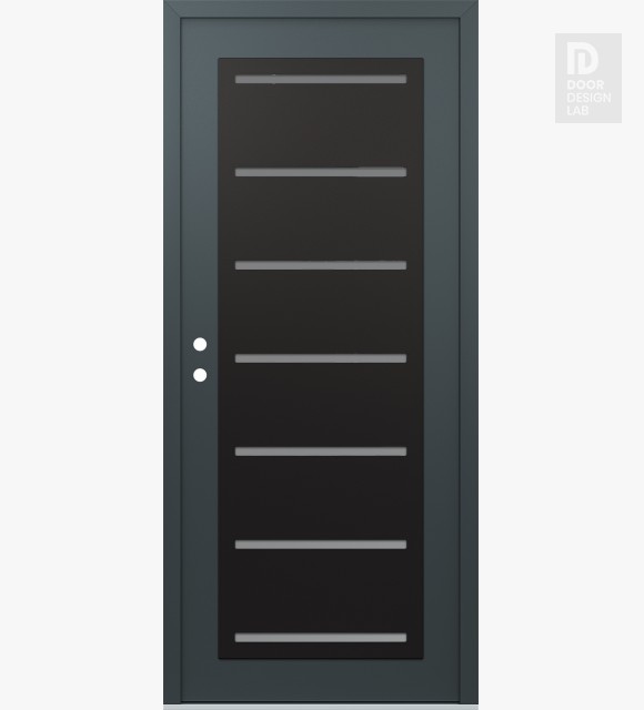 Modern Steel Front Door Diamond C11 36" x 80" anthracite/anthracite frosted Glass Panel black RHI