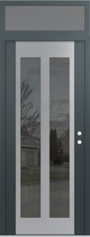 Diamond C14 36" x 96" anthracite/anthracite mirrored Glass Panel stainless steel LHI with Transom frosted Glass