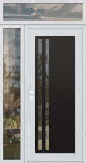 Diamond C6 48" x 96" white/white clear Glass Panel black RHI with Sidelite and Transom clear Glass