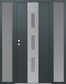 DIAMOND A7 64" X 80" ANTHRACITE/ANTHRACITE FROSTED GLASS PANEL STAINLESS STEEL RHI WITH 2 SIDELITES FROSTED GLASS