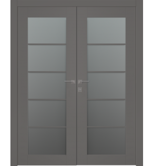 Avon 5 Lite Vetro Gray Matte Double doors