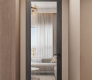 Palladio 207 Clear Vetro Gray Oak Modern Interior Frameless Door by Belldinni